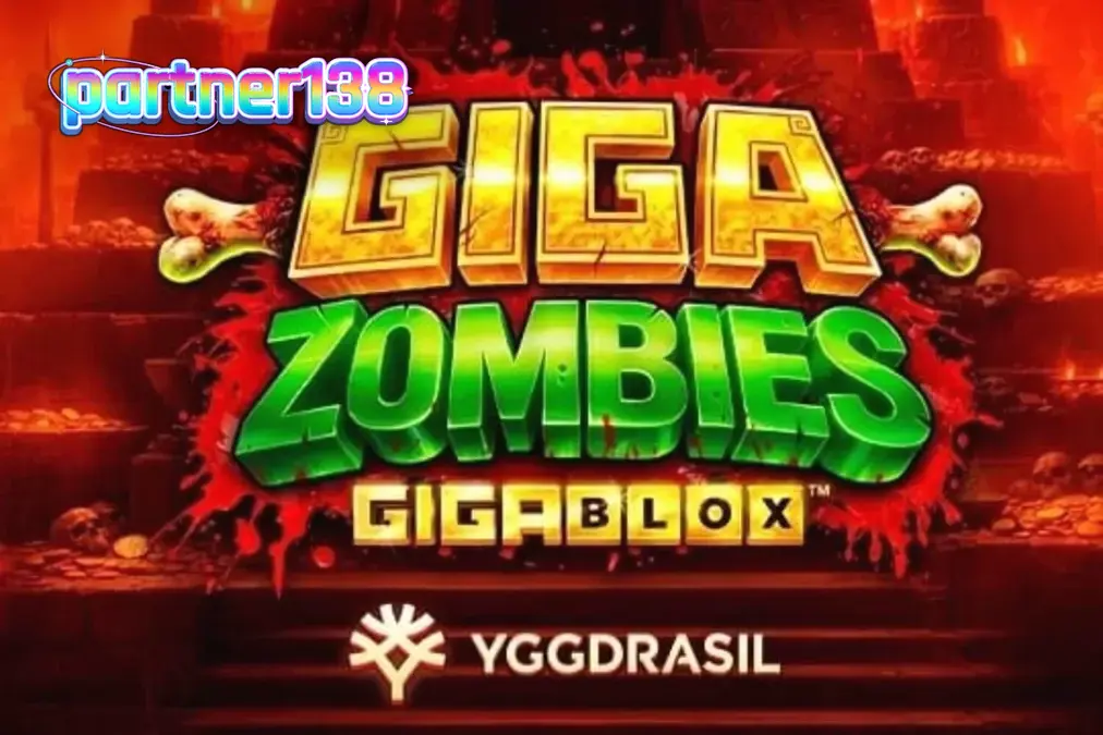 Pemandangan visual slot Giga Zombies dengan latar belakang kuil kuno dan monster undead